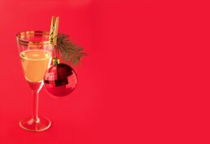 A,Glass,Of,Champagne,And,A,New,Year's,Ball,As