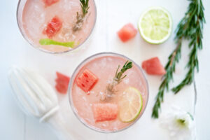 Watermelon,Fruity,Cocktail,Mocktail,Drink,Decorated,With,Cubes,Of,Fresh